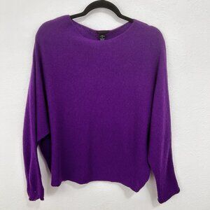 Only Mine 100% 2-ply Cashmere Purple Round Neck Dolman Sleeve Sweater Sz M Soft